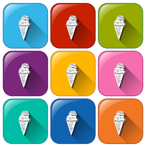 Buttons with cones of ice cream