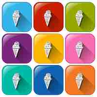 Free vector buttons with cones of ice cream