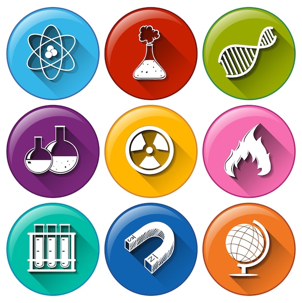 Free vector buttons with laboratory materials