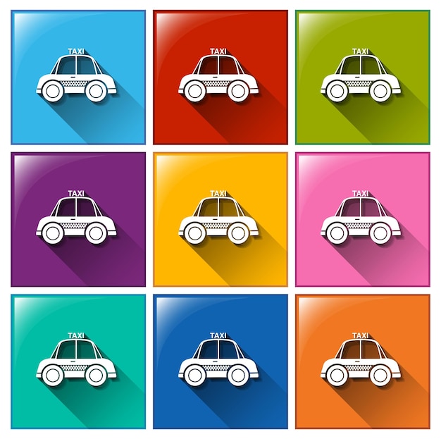 Free vector buttons with taxi cabs