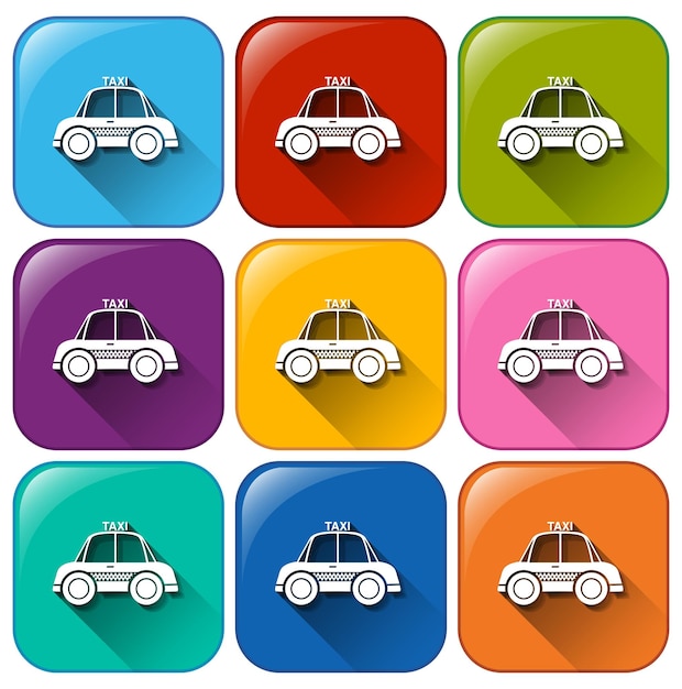 Free vector buttons with taxi cabs