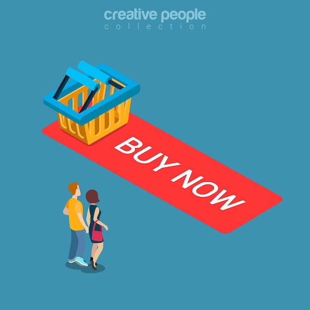 Free vector buy now add to cart button flat isometric