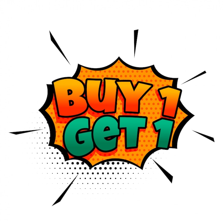 Free Vector buy one get one comic style sale 