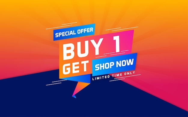 Buy one get one free sale banner special banner with text effect