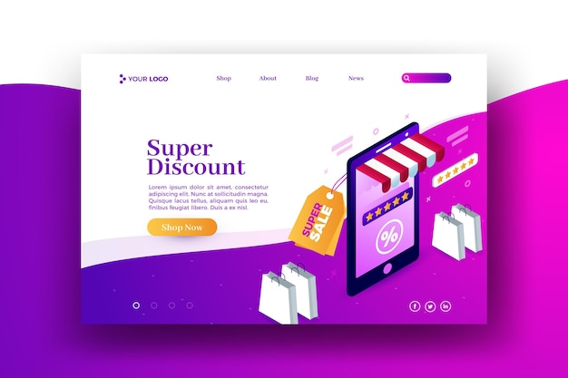 Buy online sale web landing page