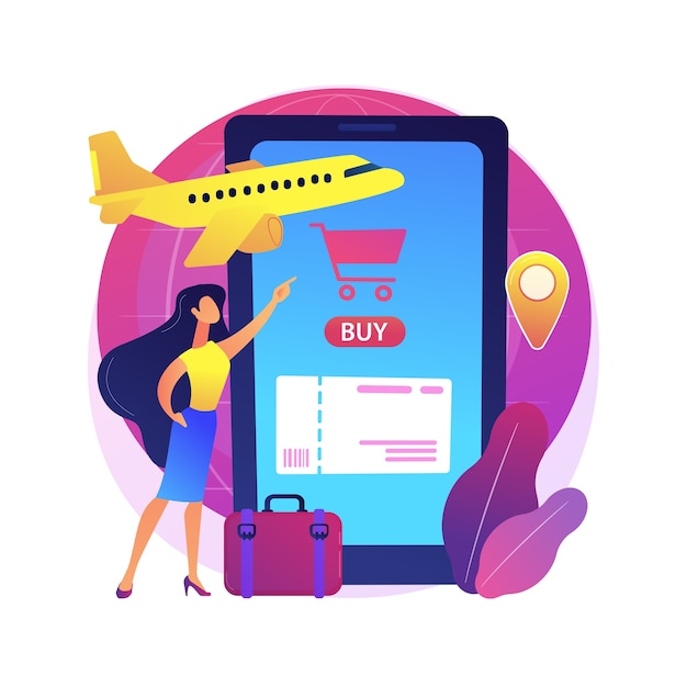 Free vector buying tickets online abstract concept  illustration. online booking mobile application, e-commerce shopping, internet purchase, buying tickets in advance on website .