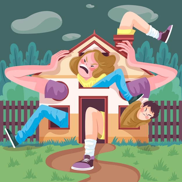 Free vector c=illustration of young woman having cabin fever