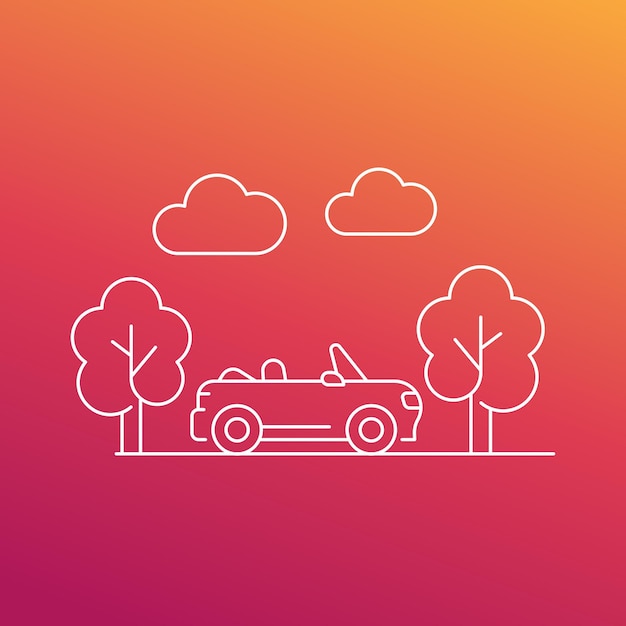 Cabriolet car icon, line vector design