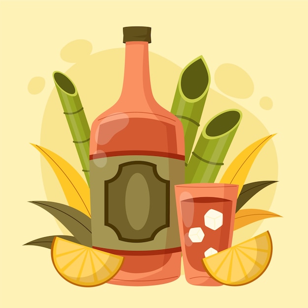 Vettore gratuito illustrazione di cachaça in stile disegnato a mano