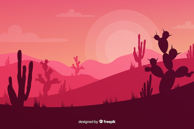 Cacti silhouettes at the sundown