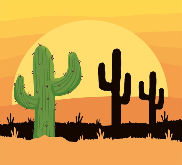 Free vector cactus in desert