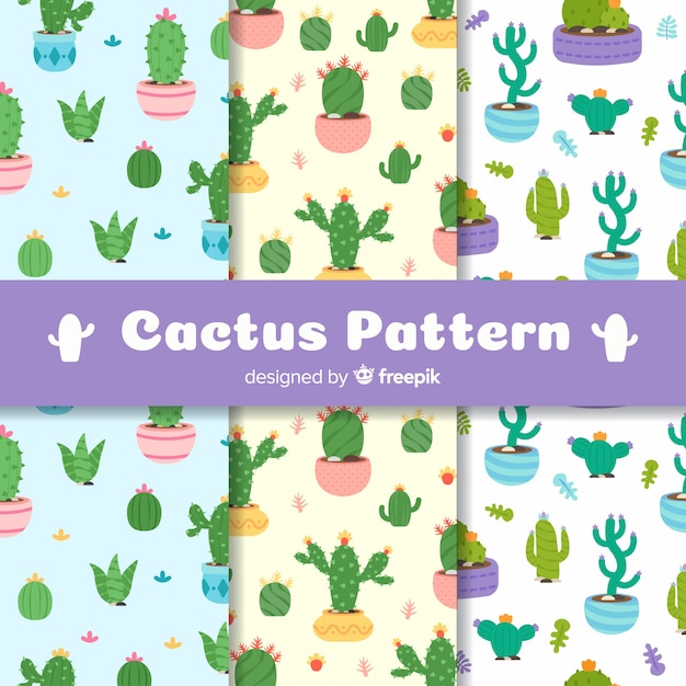 Free vector cactus in flowerpots patterns