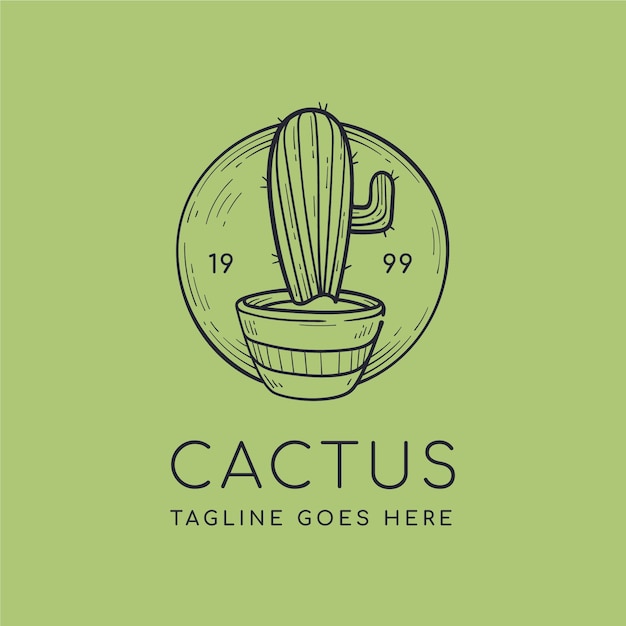 Бесплатное векторное изображение Шаблон логотипа кактус