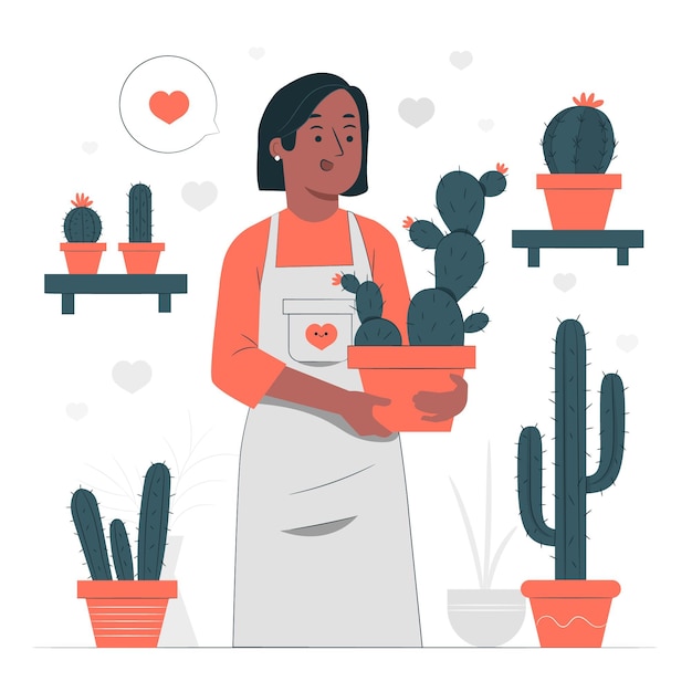 Cactus lover concept illustration