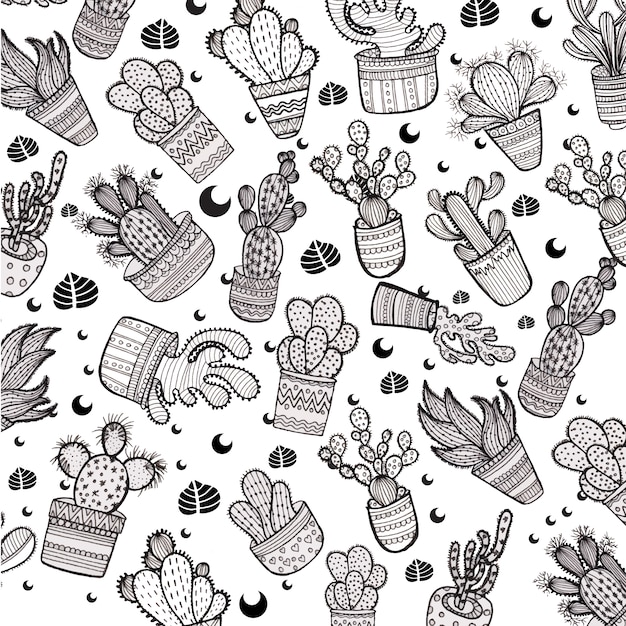 Free vector cactus pattern background