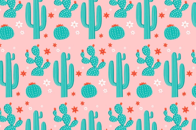 Free vector cactus pattern collection concept