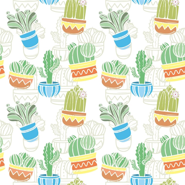 Free vector cactus pattern collection concept