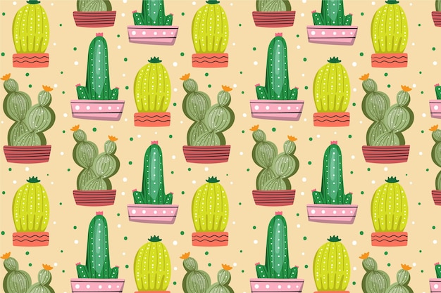 Free vector cactus pattern collection concept