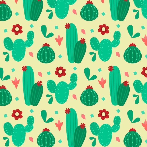 Free vector cactus pattern collection design