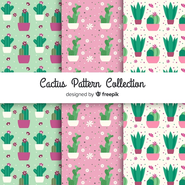 Free vector cactus pattern collection