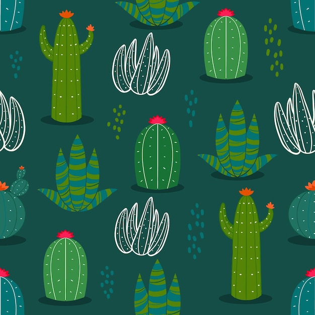 Free vector cactus pattern concept