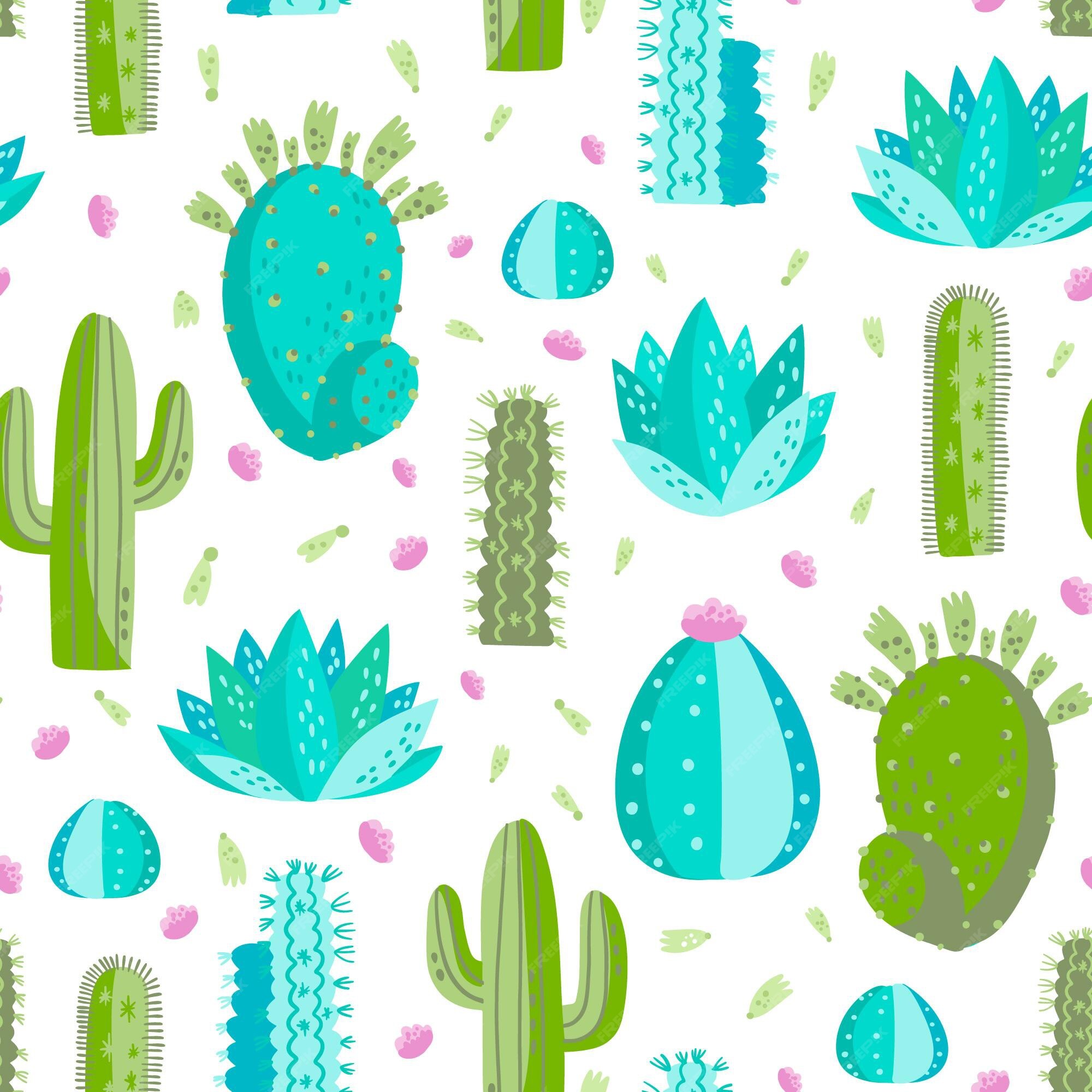 Free Vector, Cactus pattern