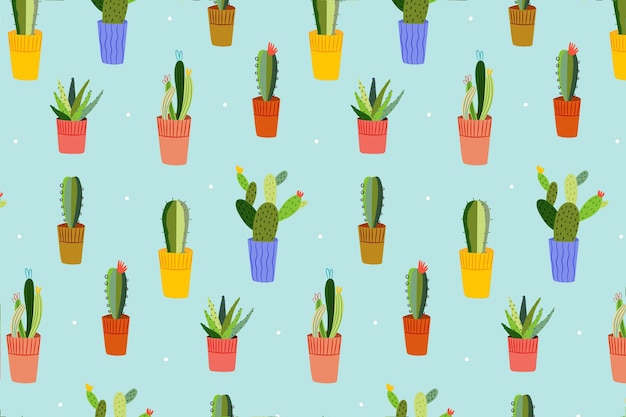 Cactus pattern with different shapes