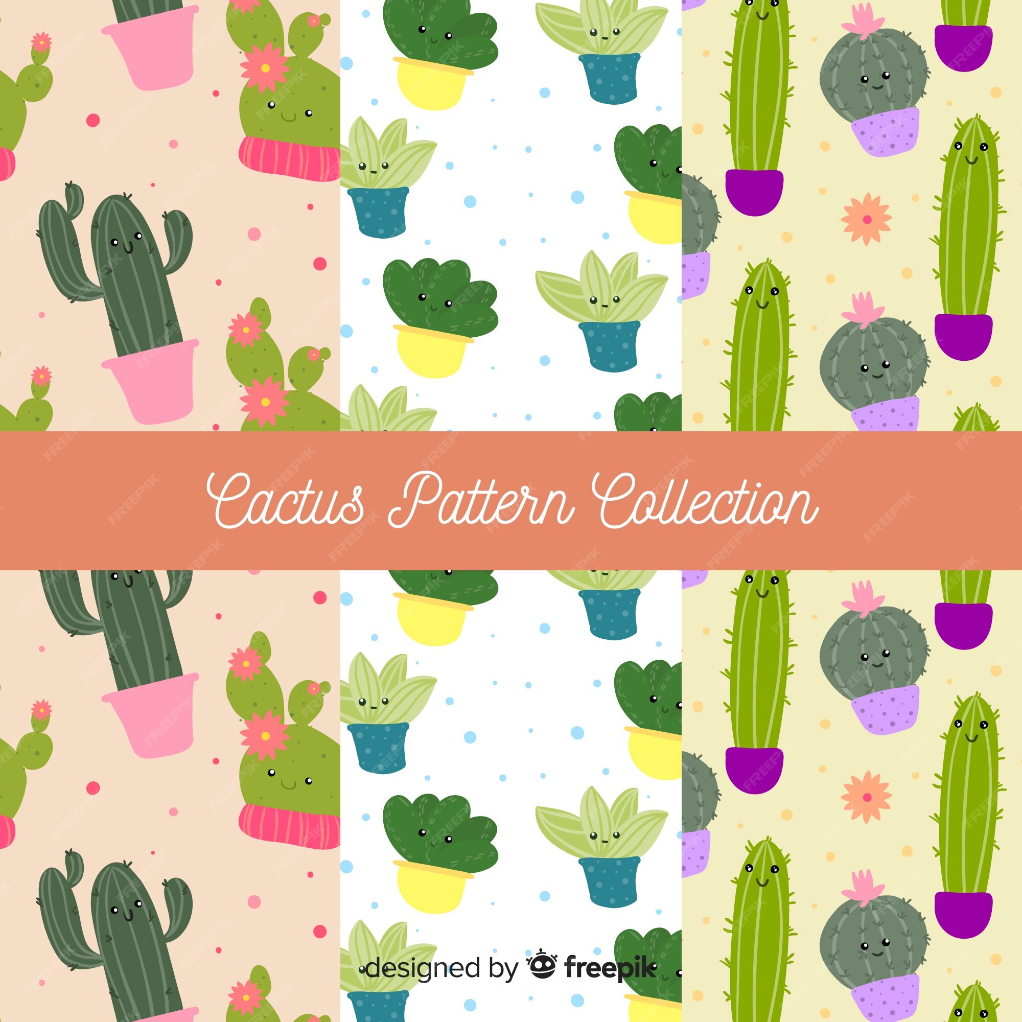 Free Vector, Cactus pattern