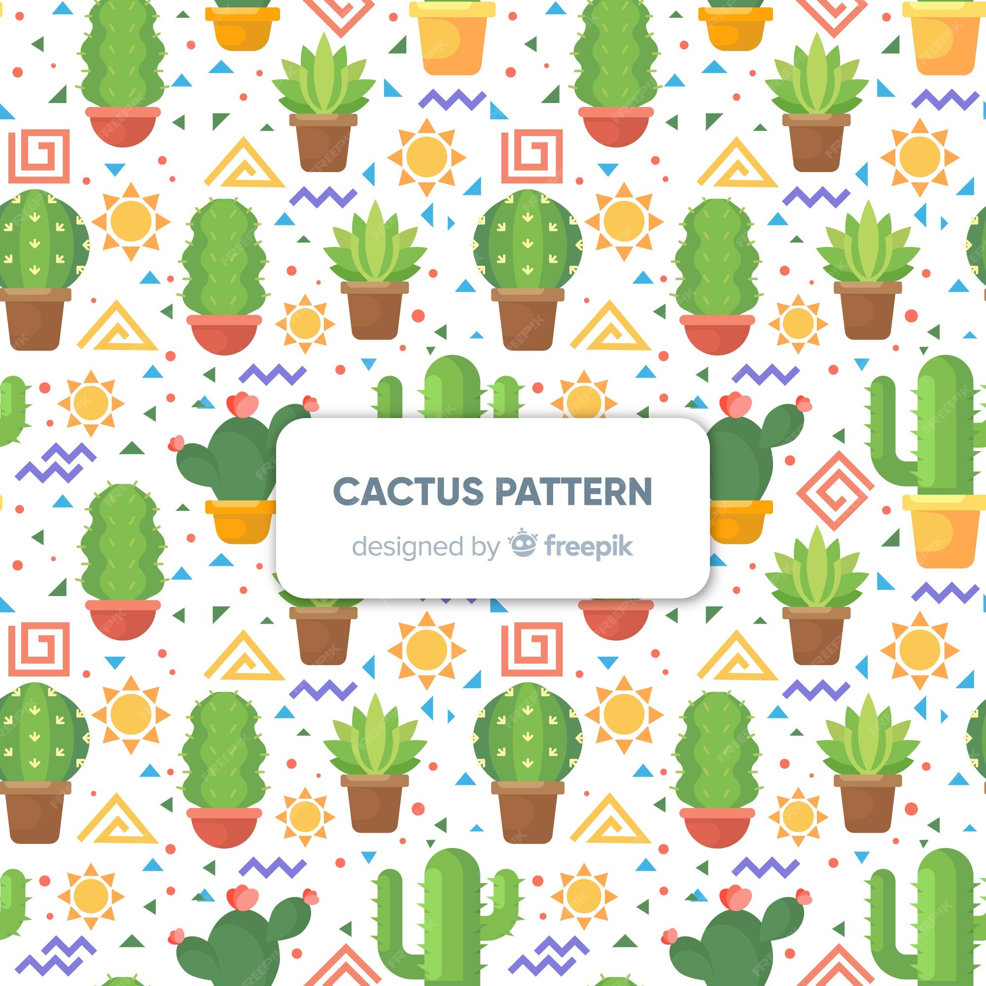 Free Vector, Cactus pattern