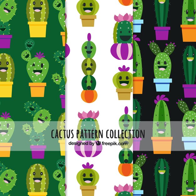 Cactus patterns with funny faces