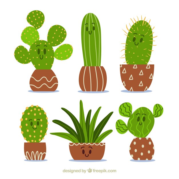 Cactus with facial expression collection