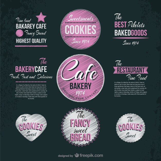 Cafe and bakery vintage stickers