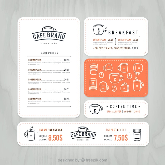 Cafe brand menu