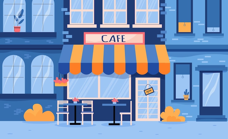 Free Vector cafe illustration outdoor
