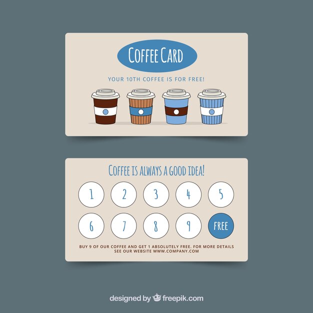 Cafe loyalty card template with elegant style