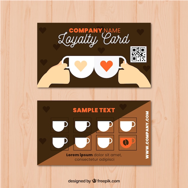 Free vector cafe loyalty card template with modern style