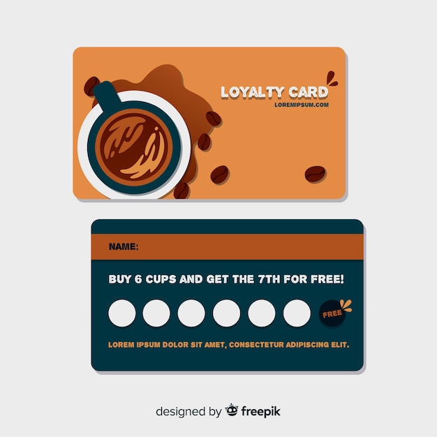 Free vector cafe loyalty card with modern style