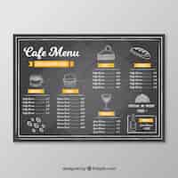 Free vector cafe menu template in blackboard style