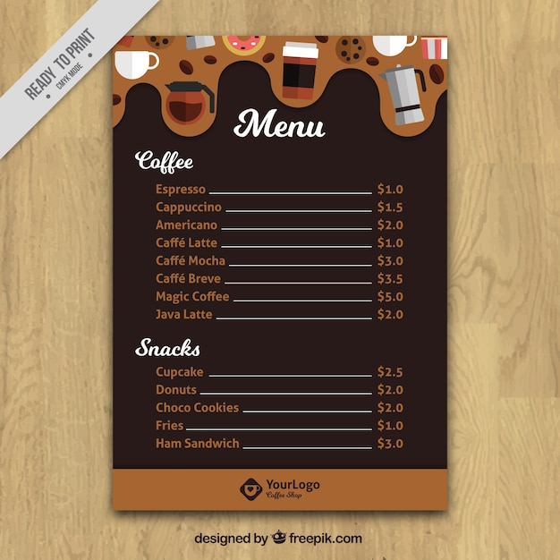 Free vector cafe menu template