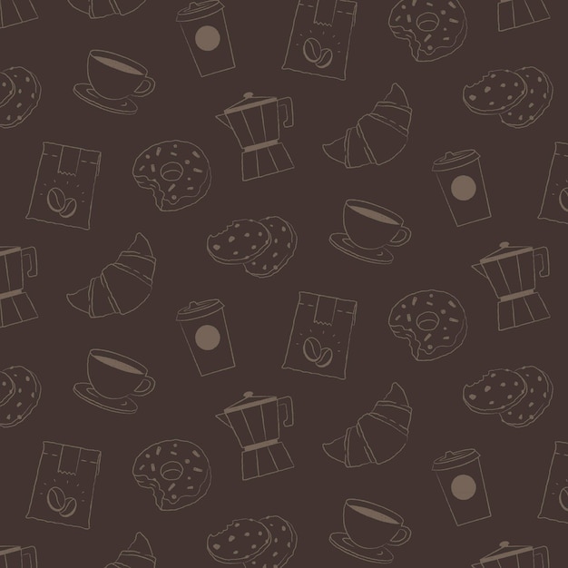 Кафе узор фона, кофе и торт векторные иллюстрации