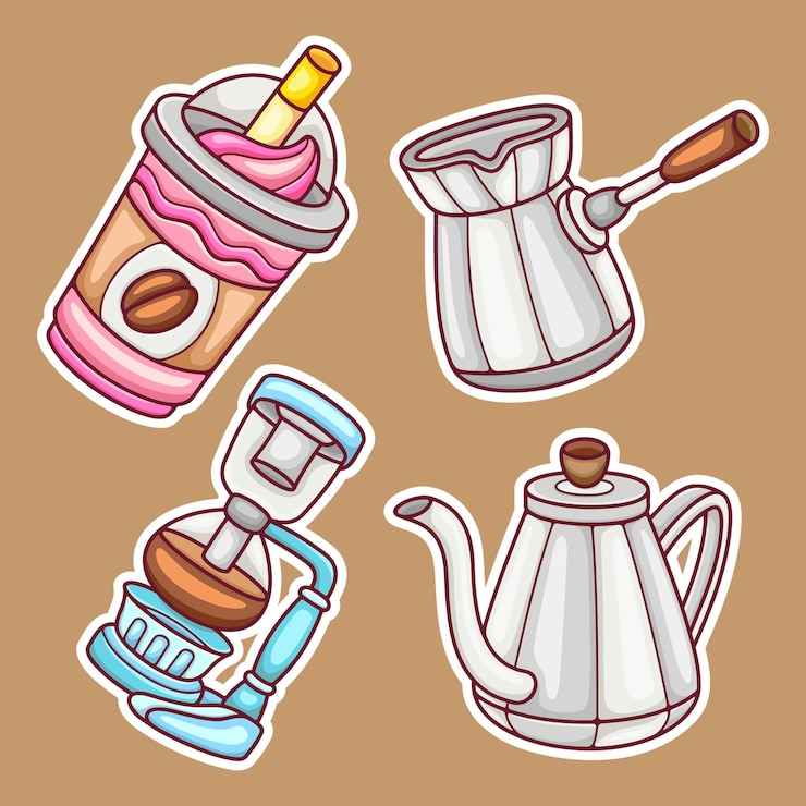 Free Vector cafe sticker icons hand drawn coloring vector
