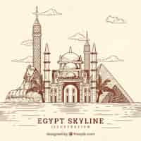 Free vector cairo skyline background