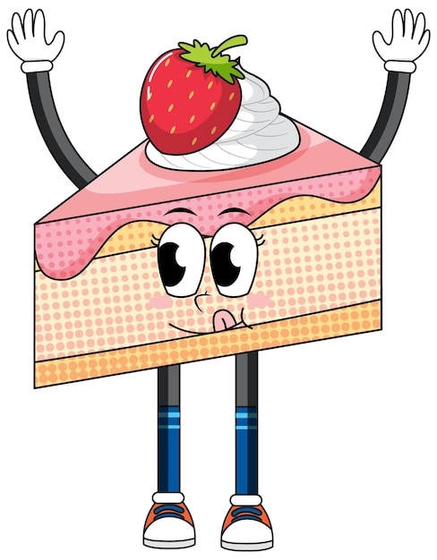 Free vector a cake cartoon character on white background