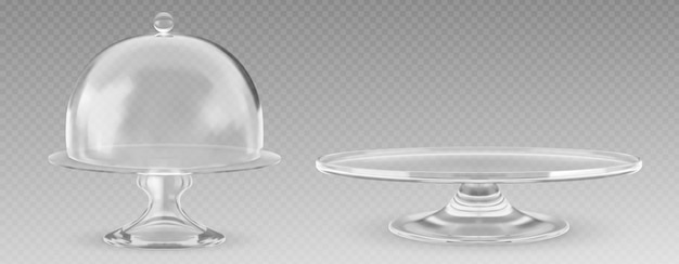 Cake glass stand with dome bell cover mockup