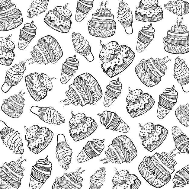 Cake and ice cream pattern background