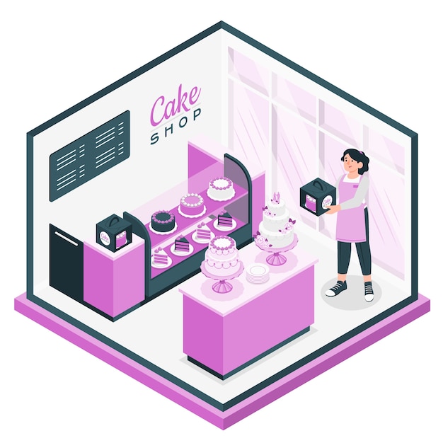 Free vector cake shop concept illustration