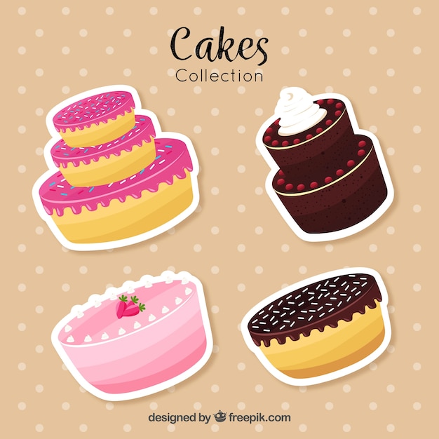 Cakes collection in hand drawn style