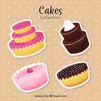 Free vector cakes collection in hand drawn style