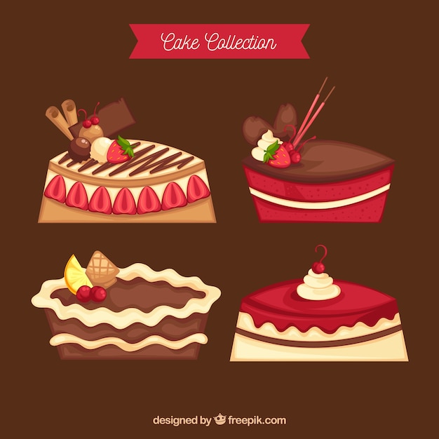 Cakes collection in hand drawn style