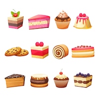 Cakes and sweets set